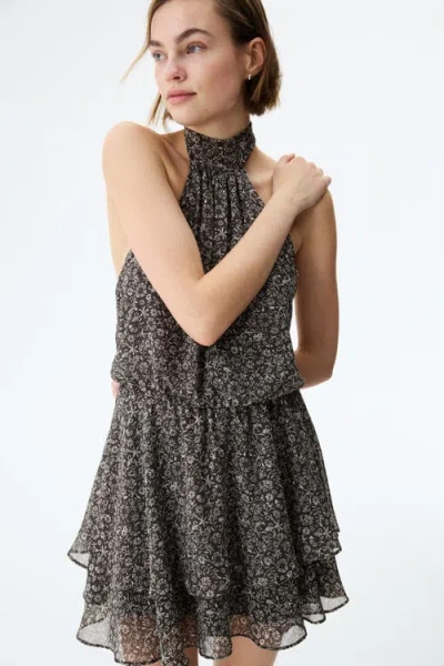 H&m Chiffon Halterneck Dress In Black