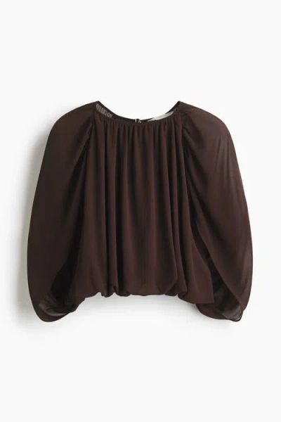 H&m Chiffon Top In Brown