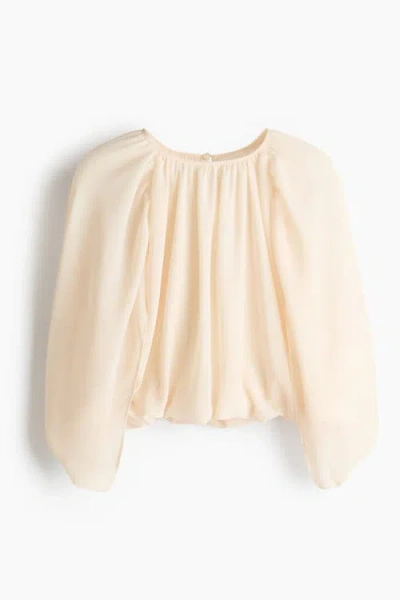 H&m Chiffon Top In Nude