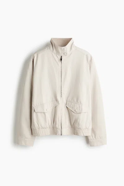 H&m Chimney-collar Jacket In White