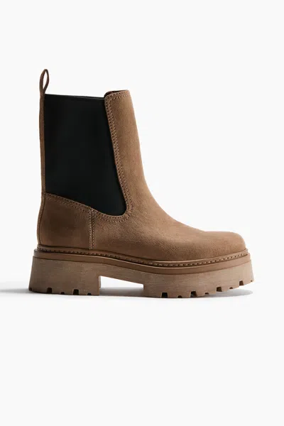 H&m Chunky Chelsea Boots In Brown