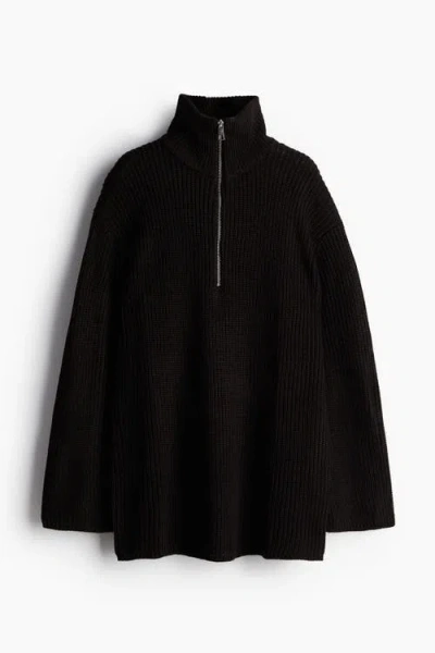 H&m Chunky-knit Zip-top Jumper In Black