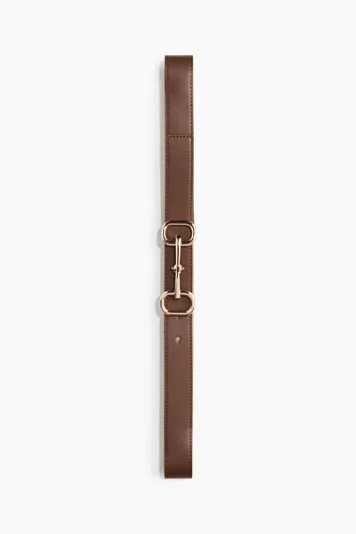 H&m Coated Belt In Dark Brown
