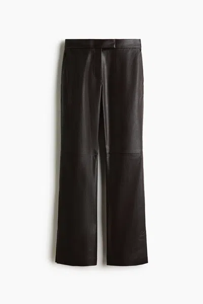 H&m Coated Bootcut Pants In Dark Brown