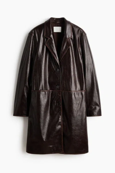 H&m Coated Coat In Brown