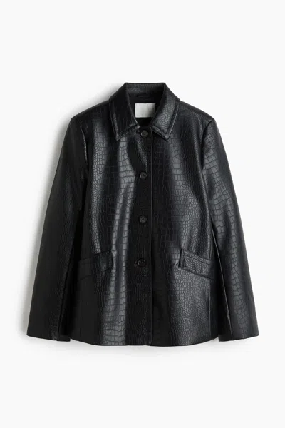 H&m Coated Jacket In Black