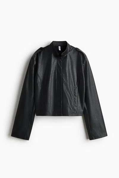 H&m Coated Jacket In Black