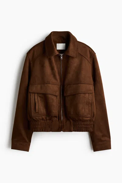 H&m Coated Jacket In Brown