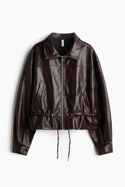 H&m Coated Jacket With Stand-up Collar In Brown