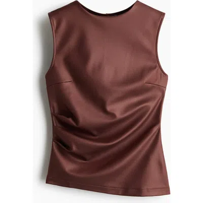 H&m Coated Jersey Top In Brown