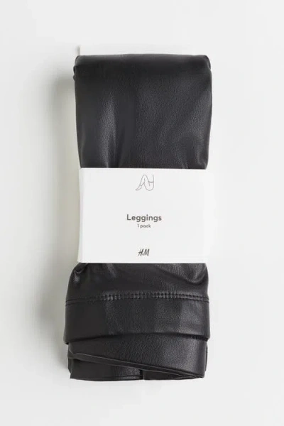H&m Coated Leggings In Black