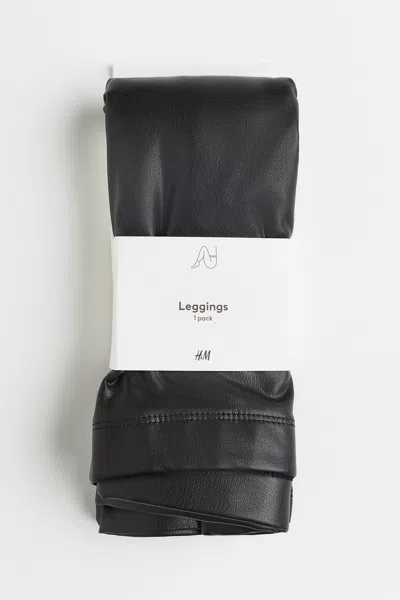 H&m Coated Leggings In Black