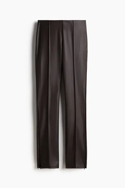 H&m Coated Leggings In Dark Brown