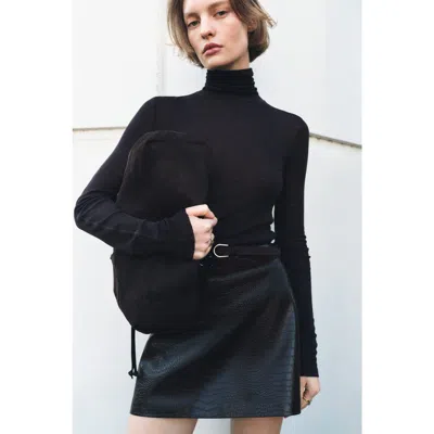 H&m Coated Mini Skirt In Black