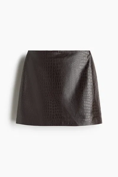 H&m Coated Mini Skirt In Black