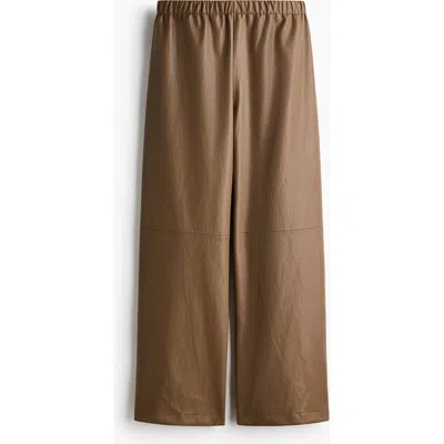 H&m Coated Trousers In Brown