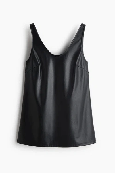 H&m Coated Vest Top In Black