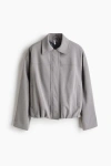 H&m Collared Bomber Jacket In Gray