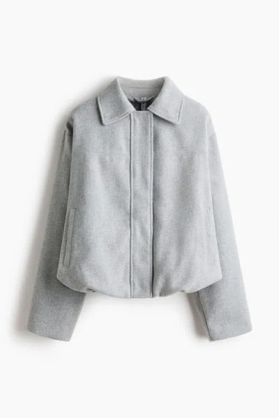 H&m Collared Bomber Jacket In Gray