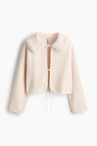 H&m Collared Bouclé Cardigan In Neutral