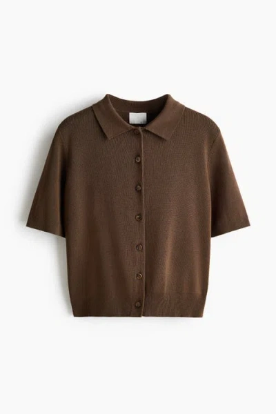 H&m Collared Cardigan In Brown