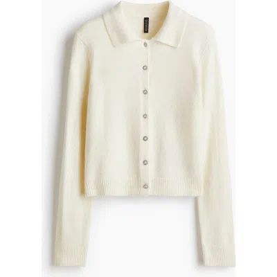 H&m Collared Cardigan In Neutral