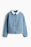H&m Collared Denim Jacket In Blue