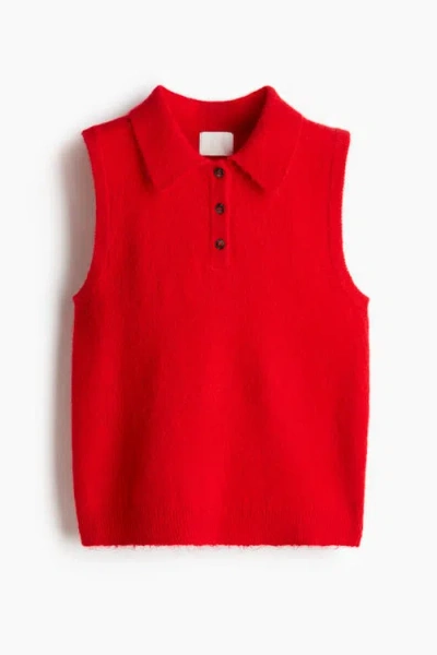 H&m Collared Sweater Vest In Red