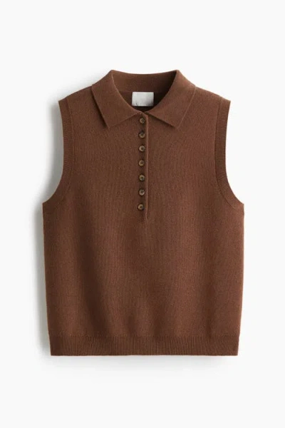 H&m Collared Sweater Vest In Brown
