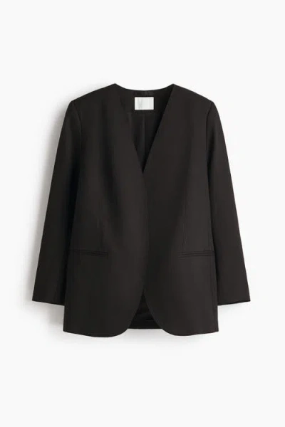H&m Collarless Blazer In Black