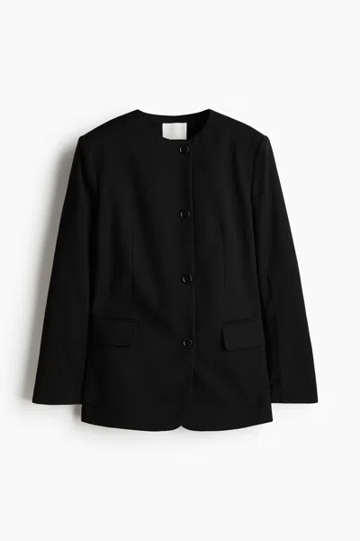 H&m Collarless Jacket In Black