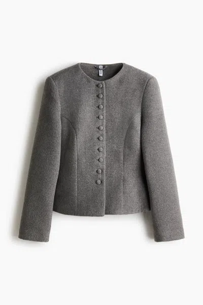 H&m Collarless Jacket In Gray