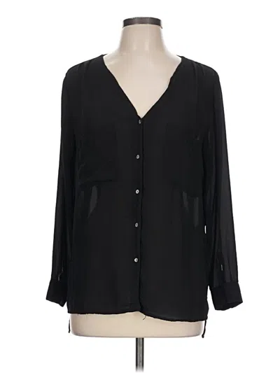 Pre-owned H&m Conscious Long Sleeve Henley Shirt In Black