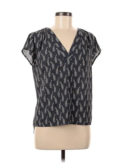 Pre-owned H&m Conscious Short Sleeve Blouse In Black
