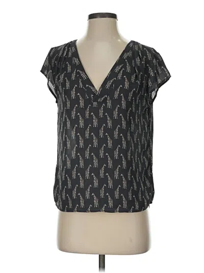 Pre-owned H&m Conscious Short Sleeve Blouse In Black
