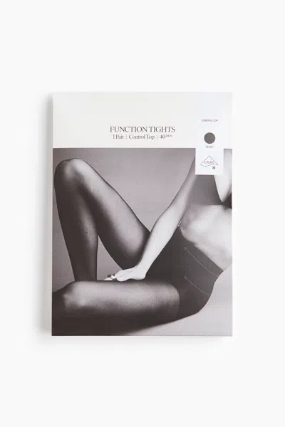 H&m Control Top Tights 40 Denier With Lycra In Black