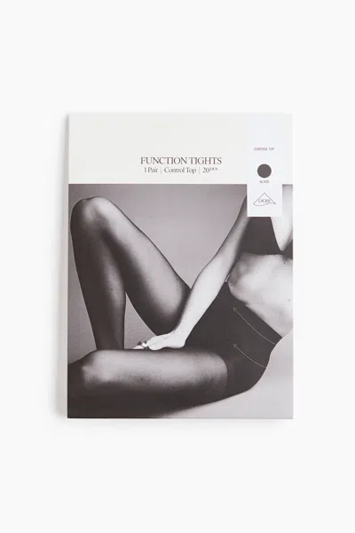 H&m Control Top Tights With Lycra 20 Denier In Black