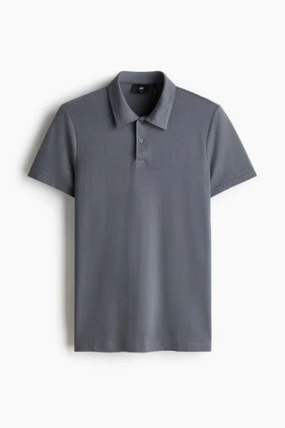 H&m Coolmax® Slim Fit Polo Shirt In Gray