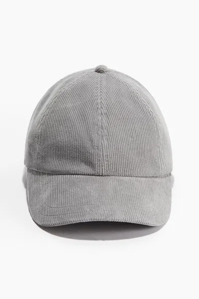H&m Corduroy Cap In Gray