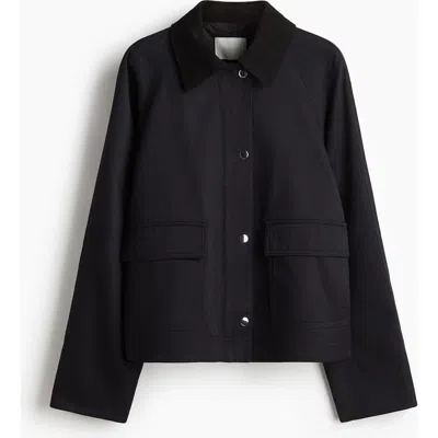 H&m Corduroy-collar Jacket In Black