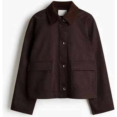 H&m Corduroy-collar Jacket In Brown