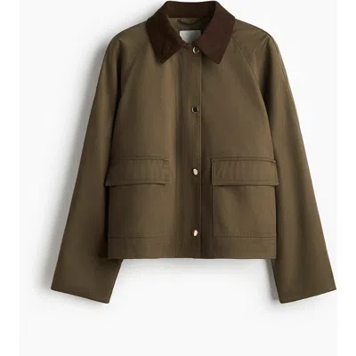 H&m Corduroy-collar Jacket In Brown