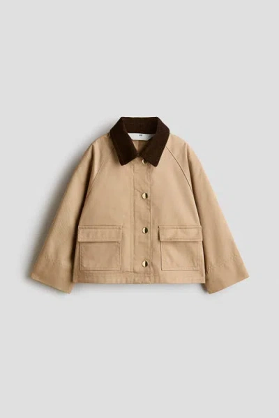 H&m Kids'  Corduroy-collar Utility Jacket In Brown