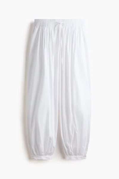 H&m Cotton Balloon Trousers In White