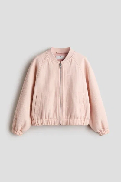 H&m Kids'  Cotton Bomber Jacket In Pink