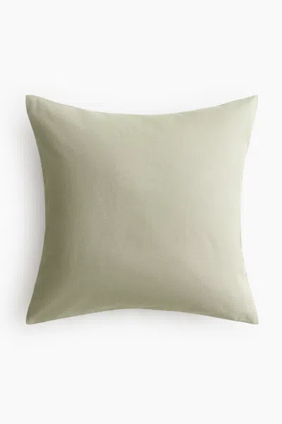 H&m Cotton Canvas Cushion Cover In Green