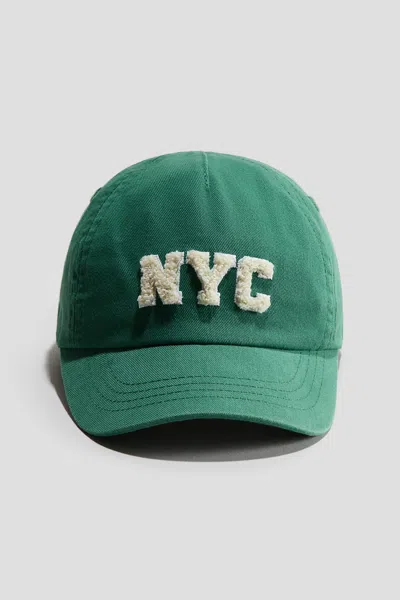 H&m Cotton Cap In Green/nyc