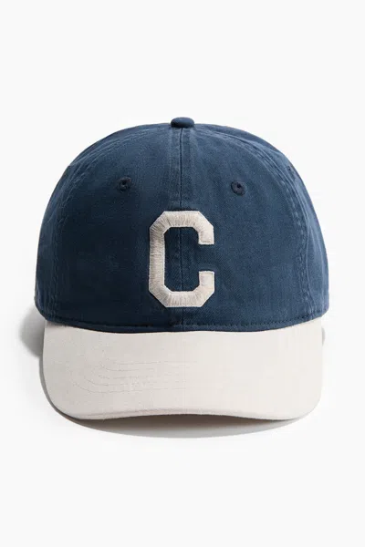 H&m Cotton Cap With Embroidered Motif In Dark Blue/c