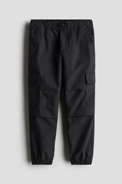 H&m Kids' Cotton Cargo Pants In Black