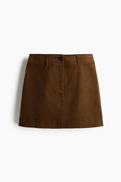 H&m Cotton Corduroy Mini Skirt In Black